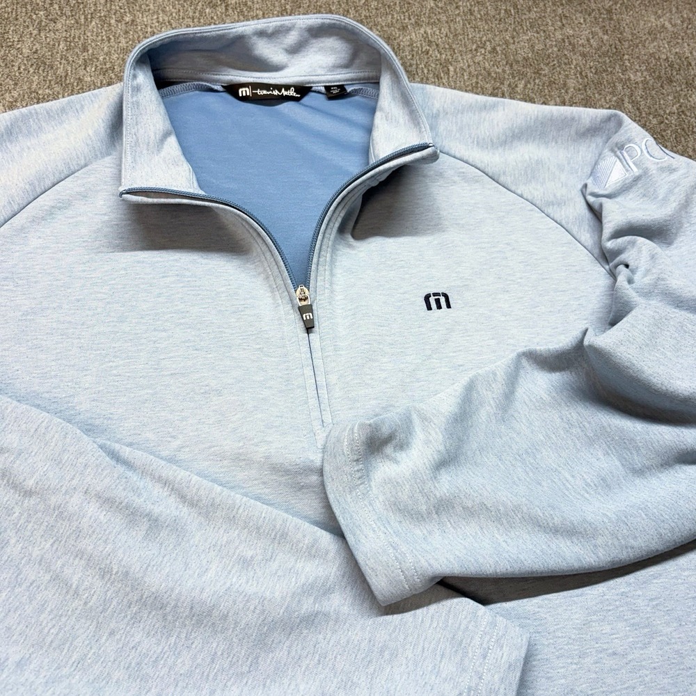 Travis Mathew Pullover Mens XL Blue Upgraded Long Sleeve Golf 1/4 Zip